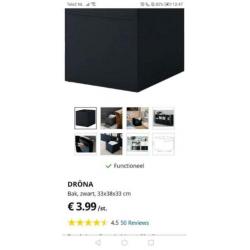DRÖNA bakken van Ikea, zwarte zachte stof, 8 stuks