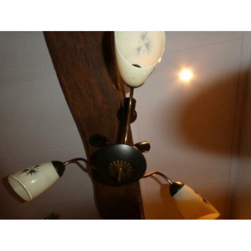 hanglamp glas kapje 6 lichtpunten vintage jaren 50 v 85 v 50