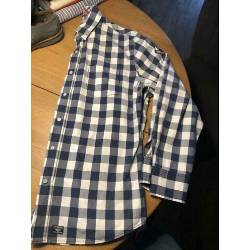 Heren overhemd XL Twinlife blauw geblokt