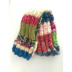 Sjaal shawl wol in vrolijke kleurtjes retro handmade