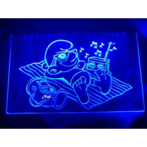 Smurf Smurfen Bar Neon 3D LED Lamp Verlichting Plaat Bord