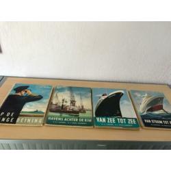 4 oude scheepvaartplaatjes albums van Bovens en Naerenbout