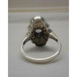 zilveren mooie royale ring met stenen maat 17.5 nr.059